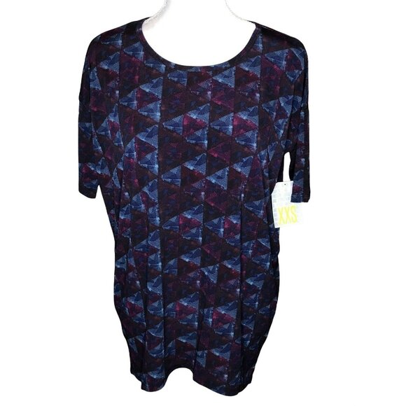 LuLaRoe RETIRED Irma Women's Size XXS Purple & Blue Triangles NWT - Picture 1 of 10